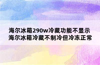 海尔冰箱290w冷藏功能不显示 海尔冰箱冷藏不制冷但冷冻正常